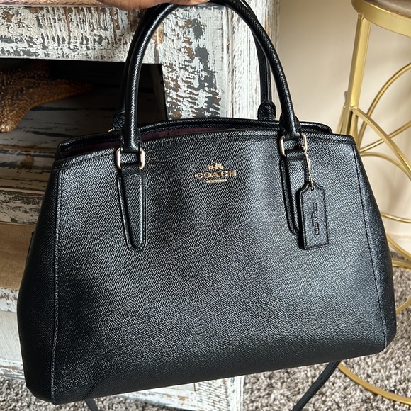 COACH F57527 SMALL MARGOT CARRYALL CROSSGRAIN LEATHER BLACK - Picture 6 of 16